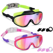 Yizerel 2 Pack Kids Swim Goggles Swimming Glasses with Electroplating for C