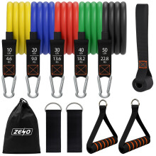ZENO Resistance Bands 10 Pack 5 Resistance Bands Set with 5 Attachment Han