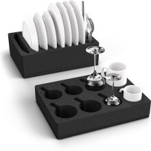 Siegvoll Foam Cutlery Holder Cup Plate Holder Set for Motorhomes, Caravans, Boats, Camping - 8 Plates + 8 Cups (Fits Various Sizes, Tableware Not Inc