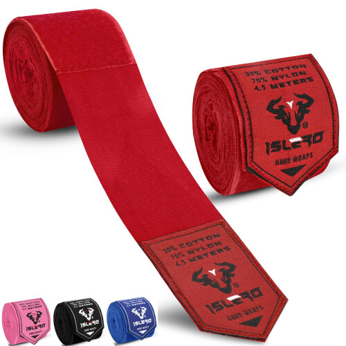 Islero 45m Boxing Hand Wraps Inner Gloves Elasticated Fabric Thumb Loop Ban