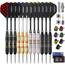 Turnart 12 Pack Steel Tip Darts Set with Case Professional 2224 Grams Metal