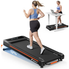 MERACH Heavy Duty Walking Pad Treadmill for Home, 12% Auto Incline, 400lbs Capacity, 3.5HP Super Quiet Brushless Motor, Racer Damp Belt, Under Desk