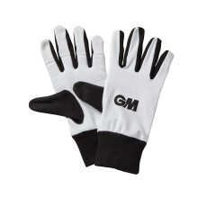 GM | Wicket Keeping Keeper Full Inner Gloves Cricket | Lycra Back with Padded Cotton Inner | Elasticated Wristband | White with Black Thumb, Cuff Trim