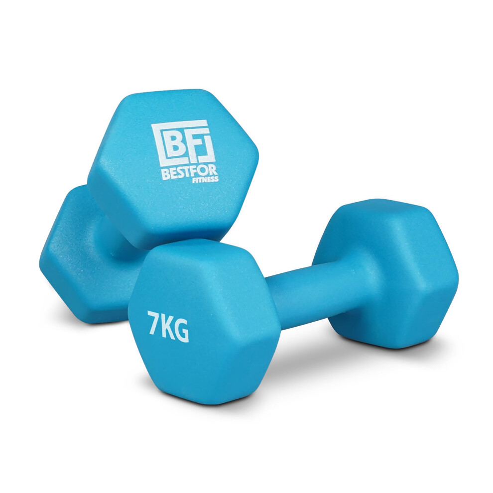 Photos - Barbells & Dumbbells Bestfor Pair of 7kg Hex Anti Roll Non Slip Neoprene Dumbbell Weights