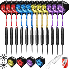 CyeeLife 12pcs Steel tip Darts 28g with Aluminium ShaftsProtectorsExtra Fli