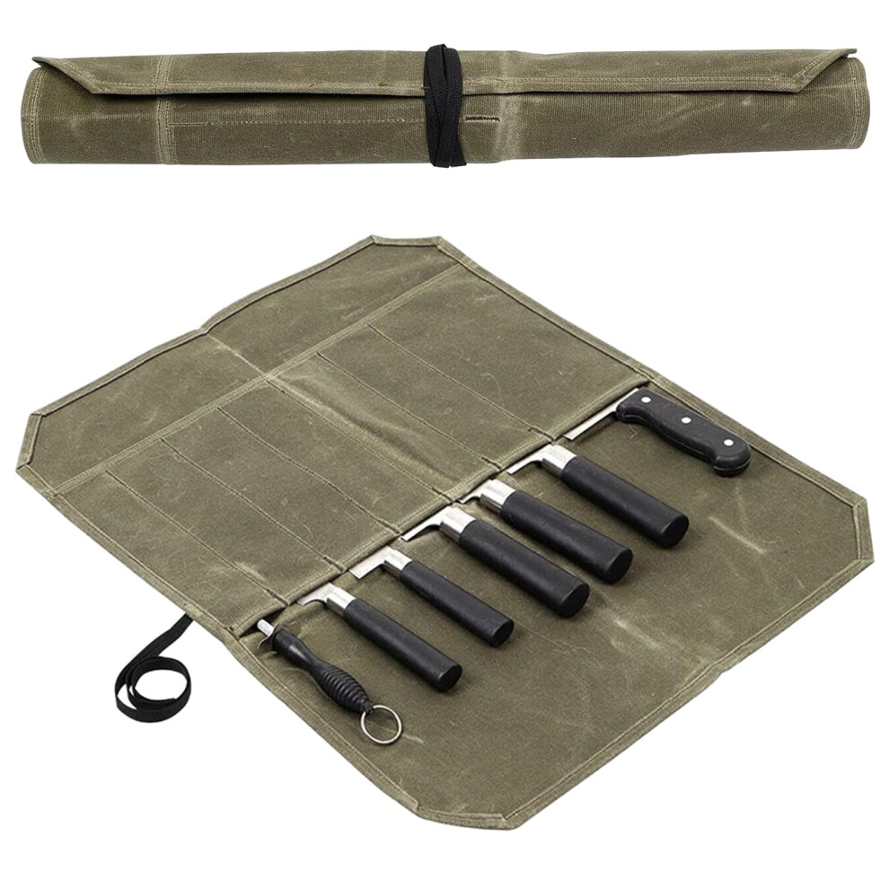 Leogony Knife Roll Bag For Chefs 7 Slots Waxed Canvas Knife Bags 4246516656188