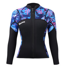 Owntop Wetsuit Top Women 2mm Wetsuit Jacket Ultra Stretch Front Zip Long S