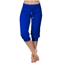 Women's Cropped Sweatpants Lightweight Casual-Dark Blue XXL