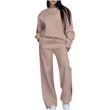 Women's sportswear set: crew neck-pale pinkish gray XL