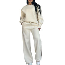 Women's sportswear set: crew neck long-sleeved-Apricot XXL