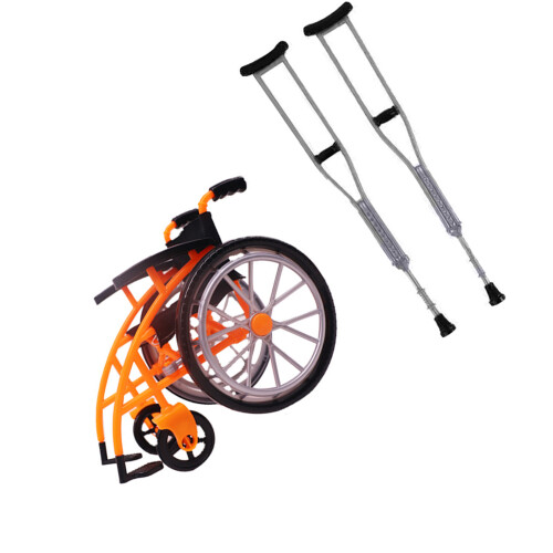 Béquilles pliables pour fauteuil roulant, ensemble de jeu-Orange