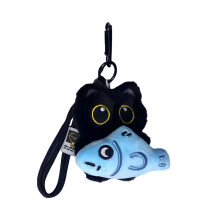 Plush Cats Fish Keychain Ornament Backpack Handbag Charm for-A