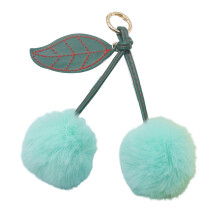 Porte-clés cerises en peluche douce, accessoire-vert menthe