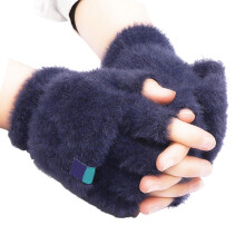 Gants d'hiver demi-doigts pour étudiants, pour-Bleu profond