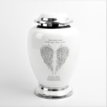 Cremation Urn for Ashes Adult - White Angel Wings
