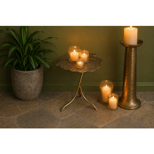 Leaf Metal Side Table Gold Decorative Accent Table 39cm 2