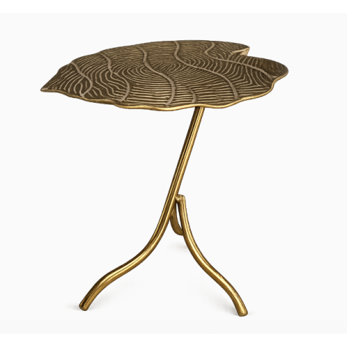 Leaf Metal Side Table Gold Decorative Accent Table 39cm