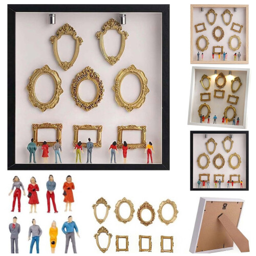 Mini Gold Photo Frame Silhouette Box Set – 8 Frames & 8 2