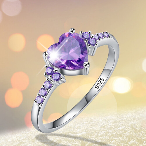 Gold Wedding Bands for Women Non-Tarnish Stackable Purple 2