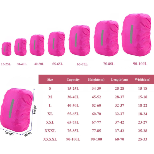 Cubierta Reflectante para Mochilas - Rosa Brillante  S 1