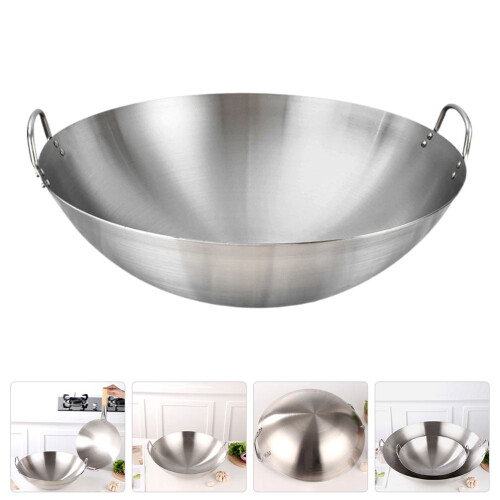 Τηγάνι Wok από ανοξείδωτο ατσάλι για εστία αερίου – 1 τεμάχιο 1