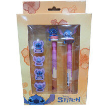 Set di penna, matita e 4 gomme Stitch per bambini