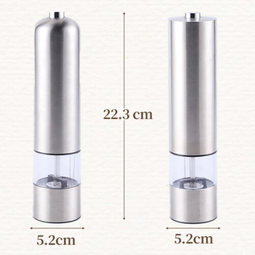 Electric Pepper Mill, Set of 2, Silver 2