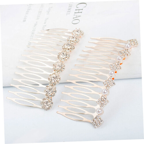 Pettine per capelli da donna con fiore e strass – 2 pezzi 2