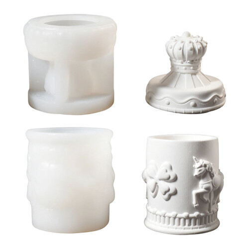 Carousel Silicone Candle Molds With Lid For Epoxy Resin-2
