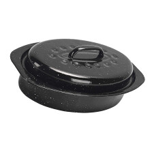 Elegant Enameled Oval Baking Pan With Three Standoffs-13 inches