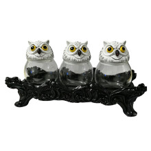 Apothecary Inspired Spices Jar With Clear-Owl three pieces
