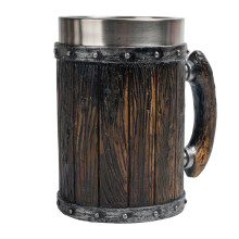 Handcrafted Faux Wood Beer Mug With Steel Lining Perfect For