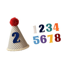 Soft Cotton Fabric Birthday Party Hat With DIY Number For-C