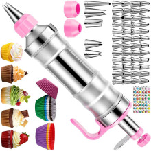Cake Decorating Set With 54 Designs Tip For Creative Baker-Pink