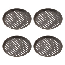 Set of 4 Multipurpose Carbon Steel Pizza Pans with Nonstick