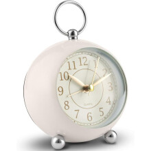 Silent Bedside Table Clock Battery Powered Non Ticking Table Clock Analog Alarm Clock Bedroom Retro Alarm Clock [Energy Class A+++]_Cream