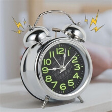 Super Tall Metal Alarm Clock with Night Light, Retro Bedside Clock, Silent Table and Desk Clocks, Bedroom Decor