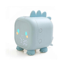 LED Dinosaur Alarm Clock, Sleep Trainer compatible Kids Digital Night Light (Blue)