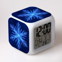 Children's clock compatible bedroom, alarm clock with 7 colors night light, mini music wristwatch with 8 sounds, gift compatible girls boys qd