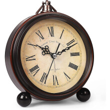 Battery Operated Alarm Clock, Vintage Retro Alarm Clock with Night Light, Hangable, Super Quiet, Non-ticking Analog Small Table Clock compatible