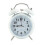 Retro alarm clock, old-fashioned bedside clock with non-ticking double bell_WHITE 1