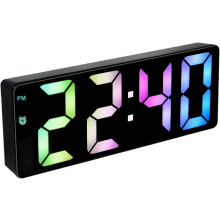 Reloj despertador digital colorido, reloj de mesilla de noche, pantalla con brillo ajustable, compatible con el hogar, la oficina, niños y adultos (0