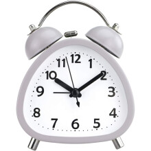 3" Mini Twin Clock Silent Alarm Clock, Battery Operated Analog Bedside Clock with Backlight compatible Boys Girls - Retro Gray