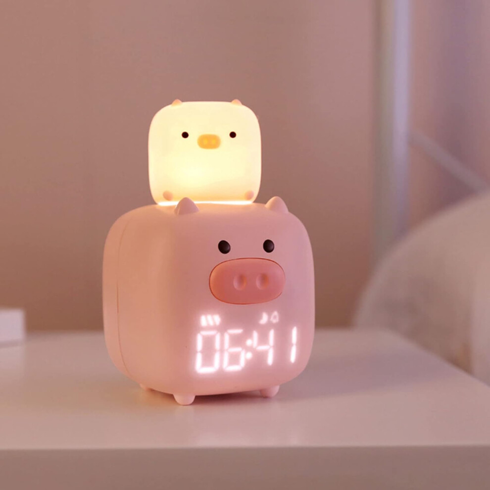 Digital Alarm Clock, Lyniceshop Cute Child-Friendly Cartoon Pig With A Light