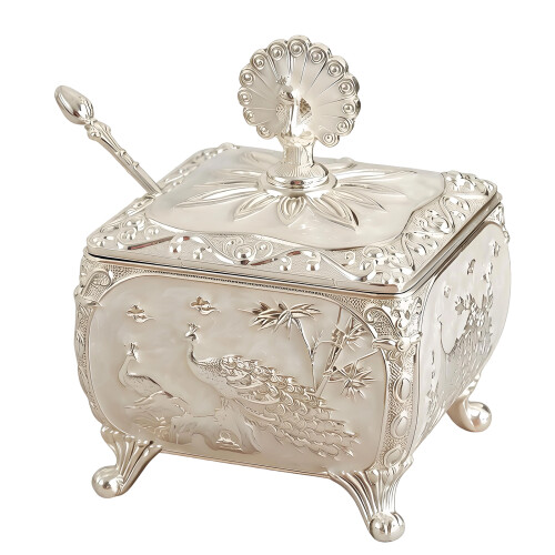 Practical Alloy Seasoning Canister Builts In Spoon-Square
