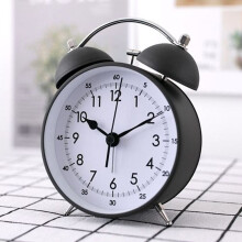 Metal bedside lamp with silent clock compatible travel (matte black