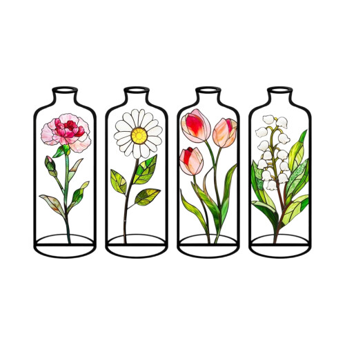 Ensemble élégant de 4 vases en acrylique 3D avec un design-6