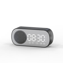 Multifunctional Smart FM Radio Speaker Bluetooth Alarm Clock Mirror Clock (Black)_BLACK
