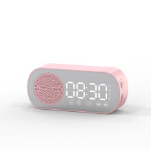 Multifunctional Smart FM Radio Speaker Bluetooth Alarm Clock Mirror Clock (Pink)_pink