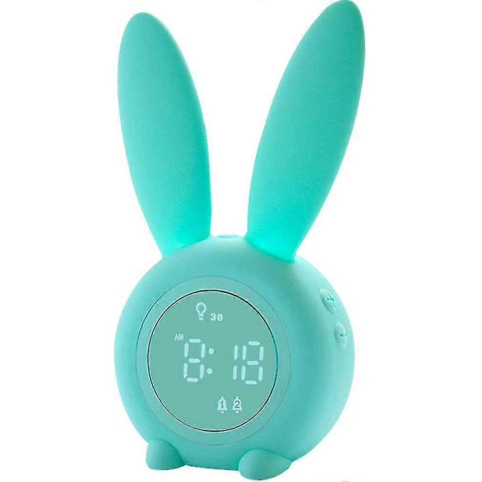 Children Alarm Clock compatible Kids, Alarm Clocks compatible Girls' Bedrooms, Night Light compatible Kids, Touch Control - Pink_Green